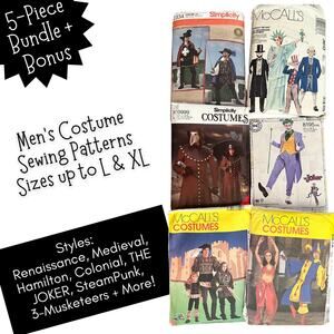 5 Sewing Patterns LOT Mens Renaissance LARP Doublet Steampunk Costume Cosplay